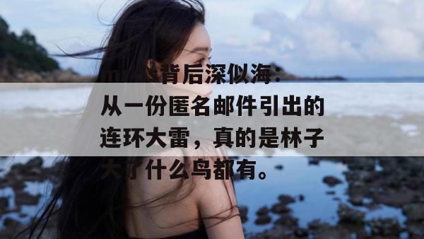 mrds背后深似海:从一份匿名邮件引出的连环大雷,真的是林子大了什么鸟都有。
